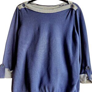 Karen Scott Sweater Blouse with Boatneck Collar and 3/4 Sleeves Size M